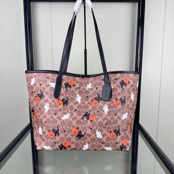 Nwt Coach City Tote In Signature Canvas With Halloween 2025  CW450 - Picture 1 of 8